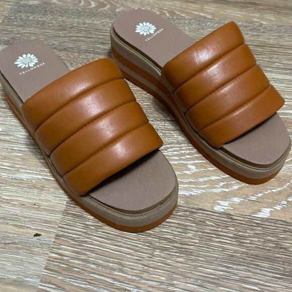 YELLOW BOX NWOB Arber Platform Wedge Sandals Rust Brown Size 7.5 - Picture 3 of 10